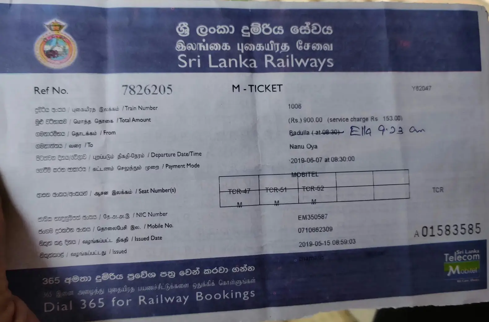 Kandy to Ella Train ticket booking with Lanka Rent a Car.
