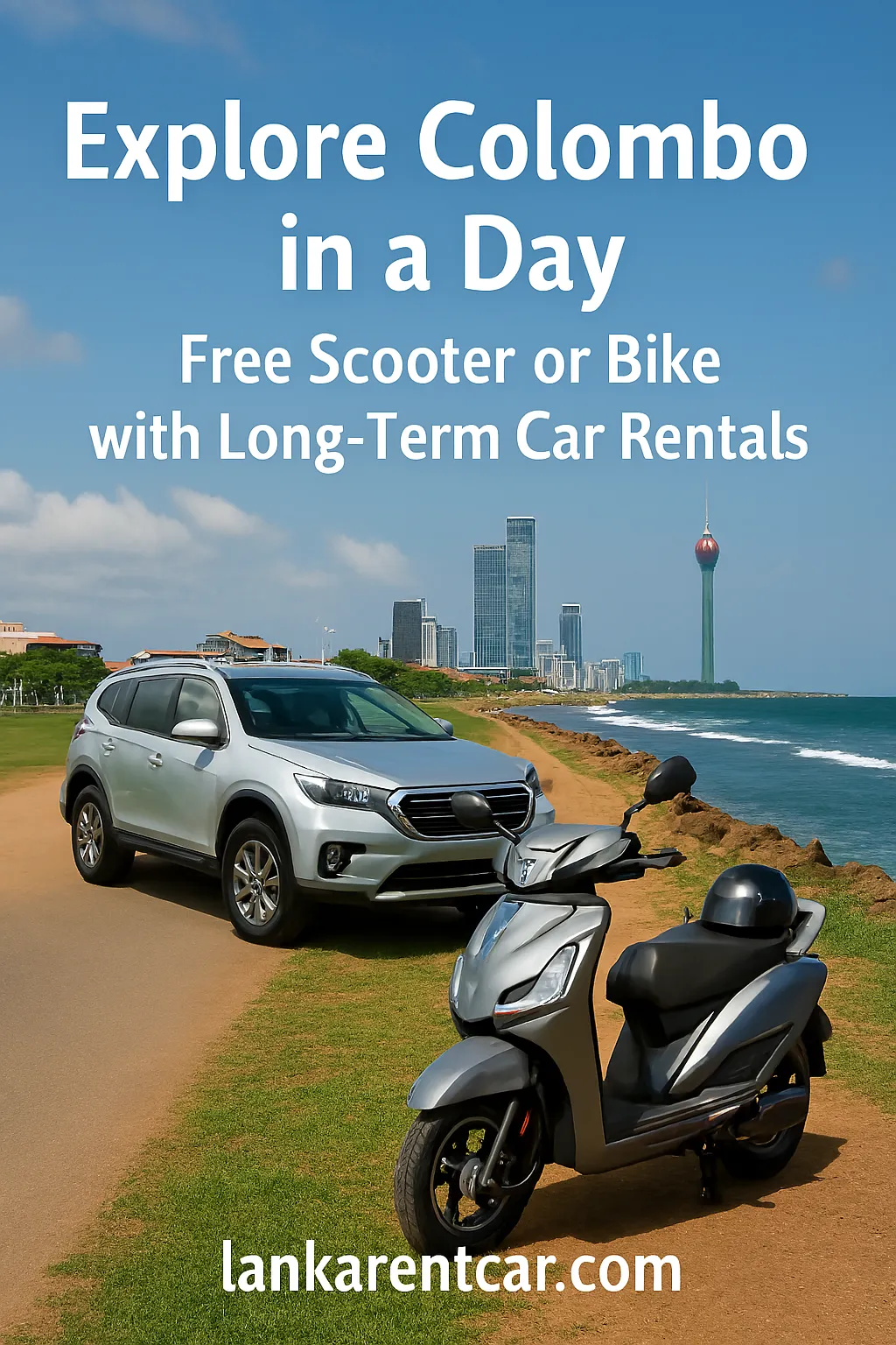 Free scooter rental in Colombo with long-term car hire