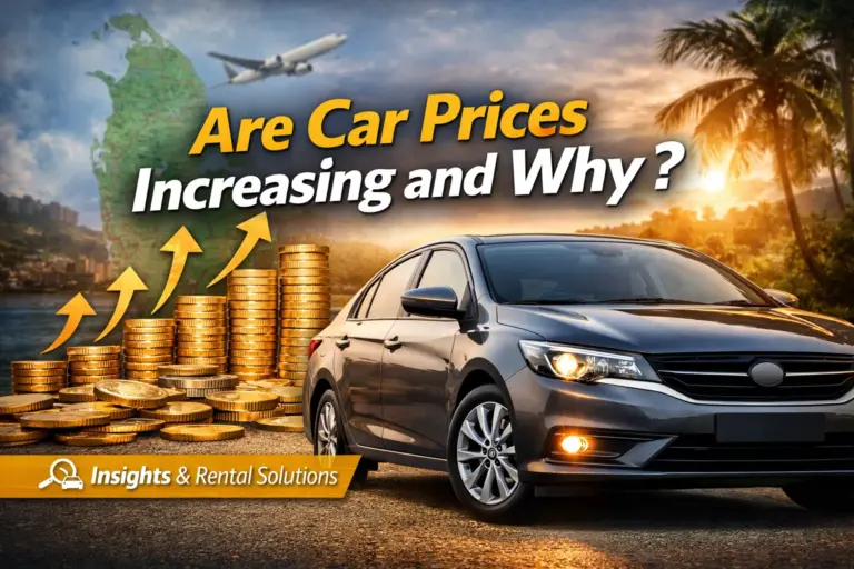 Modern car with rising gold coins and Sri Lanka map showing car price increase concept